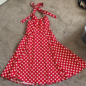 Chic Red Polka Dot Midi Dress